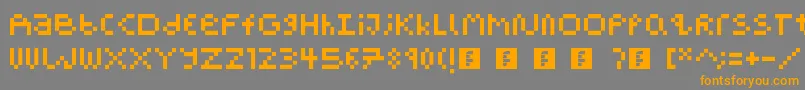 フォントPixelBlockBb – オレンジの文字は灰色の背景にあります。