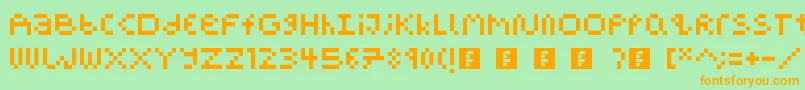 Czcionka PixelBlockBb – pomarańczowe czcionki na zielonym tle