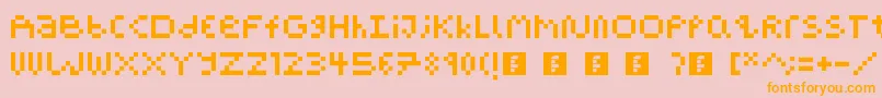 PixelBlockBb-fontti – oranssit fontit vaaleanpunaisella taustalla