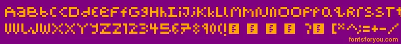 PixelBlockBb-fontti – oranssit fontit violetilla taustalla