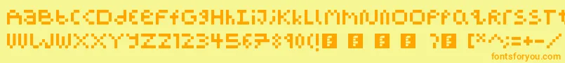 PixelBlockBb-fontti – oranssit fontit keltaisella taustalla