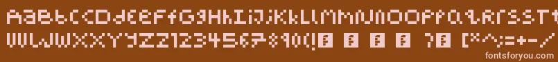 PixelBlockBb-fontti – vaaleanpunaiset fontit ruskealla taustalla