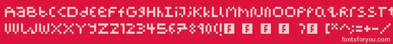 PixelBlockBb-fontti – vaaleanpunaiset fontit punaisella taustalla