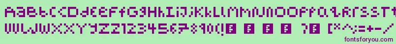 PixelBlockBb-fontti – violetit fontit vihreällä taustalla