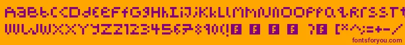 PixelBlockBb-Schriftart – Violette Schriften auf orangefarbenem Hintergrund