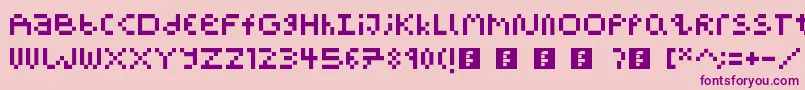 PixelBlockBb-fontti – violetit fontit vaaleanpunaisella taustalla