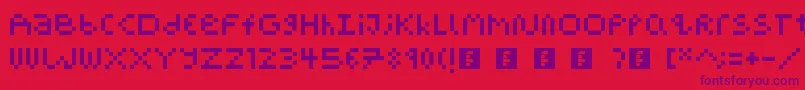 Czcionka PixelBlockBb – fioletowe czcionki na czerwonym tle