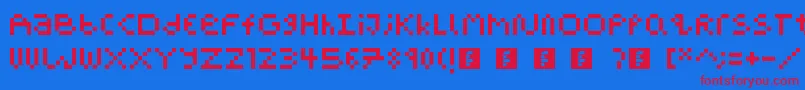PixelBlockBb-fontti – punaiset fontit sinisellä taustalla