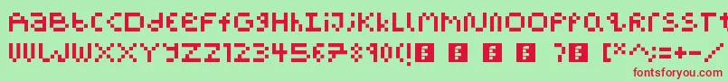 PixelBlockBb-fontti – punaiset fontit vihreällä taustalla