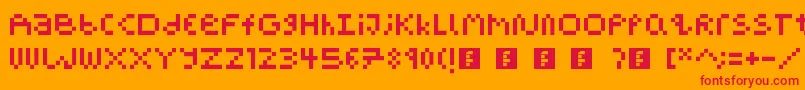 PixelBlockBb-fontti – punaiset fontit oranssilla taustalla