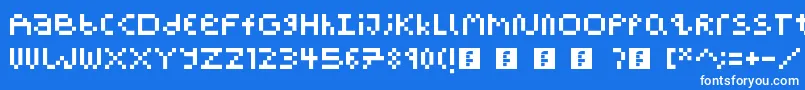 PixelBlockBb-Schriftart – Weiße Schriften auf blauem Hintergrund
