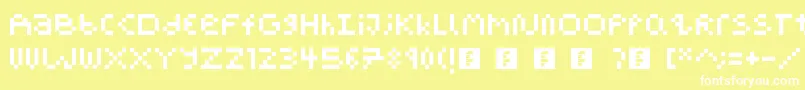 PixelBlockBb-fontti – valkoiset fontit keltaisella taustalla