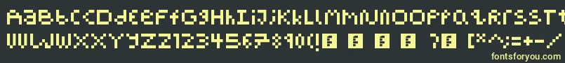 PixelBlockBb-fontti – keltaiset fontit mustalla taustalla