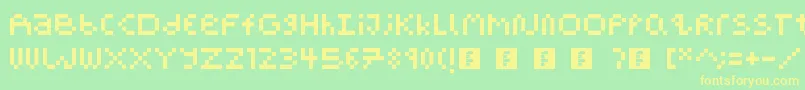 PixelBlockBb-fontti – keltaiset fontit vihreällä taustalla