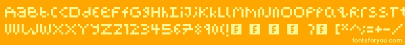 Fonte PixelBlockBb – fontes amarelas em um fundo laranja