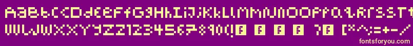 PixelBlockBb-fontti – keltaiset fontit violetilla taustalla