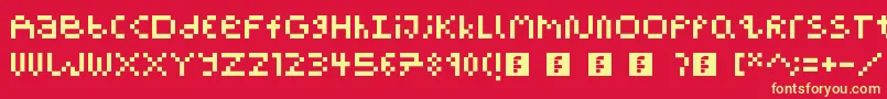PixelBlockBb-fontti – keltaiset fontit punaisella taustalla
