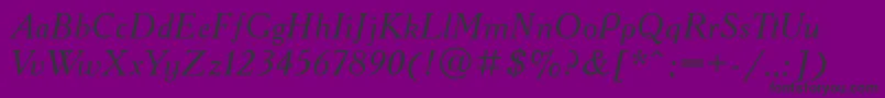 AcademyettItalic-Schriftart – Schwarze Schriften auf violettem Hintergrund