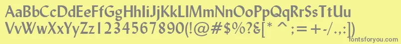 LydianBoldBt-fontti – harmaat kirjasimet keltaisella taustalla