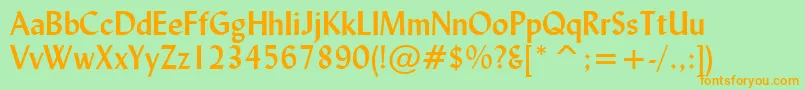LydianBoldBt-fontti – oranssit fontit vihreällä taustalla