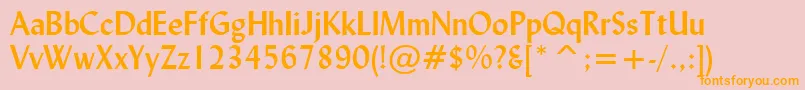 フォントLydianBoldBt – オレンジの文字がピンクの背景にあります。