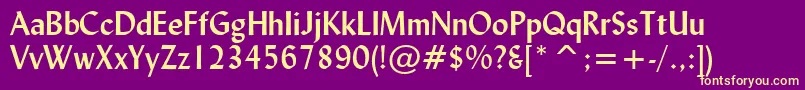 LydianBoldBt-fontti – keltaiset fontit violetilla taustalla