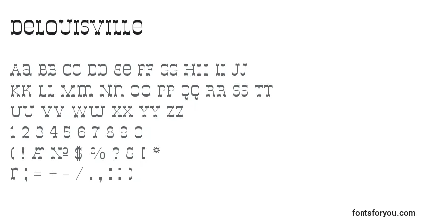 Fuente Delouisville (95567) - alfabeto, números, caracteres especiales