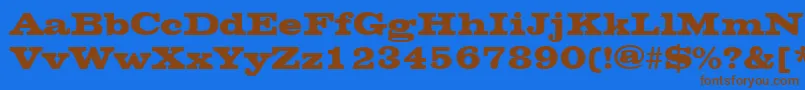 フォントChesterfieldRegular – 茶色の文字が青い背景にあります。