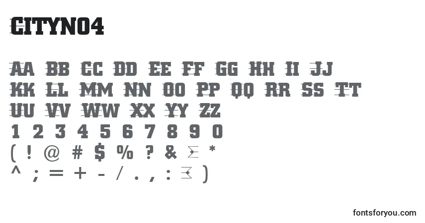 A fonte Cityno4 – alfabeto, números, caracteres especiais
