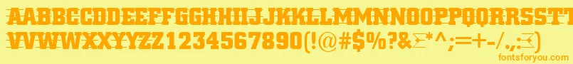 フォントCityno4 – オレンジの文字が黄色の背景にあります。