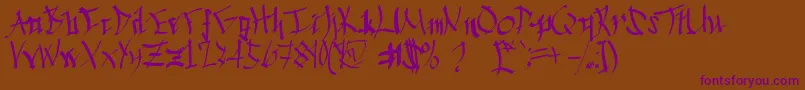 ChineseCalligraphy-Schriftart – Violette Schriften auf braunem Hintergrund