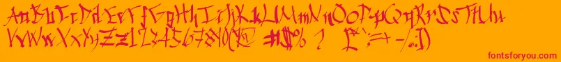 ChineseCalligraphy-Schriftart – Rote Schriften auf orangefarbenem Hintergrund