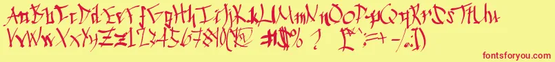 ChineseCalligraphy Font – Red Fonts on Yellow Background