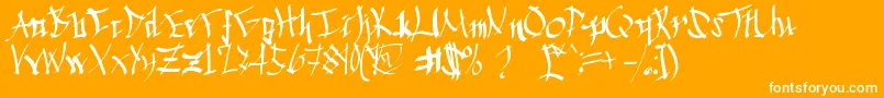 Czcionka ChineseCalligraphy – białe czcionki na pomarańczowym tle