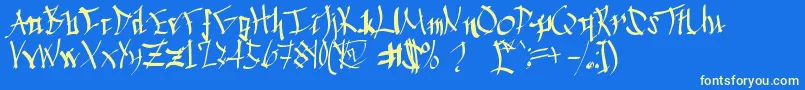 ChineseCalligraphy Font – Yellow Fonts on Blue Background