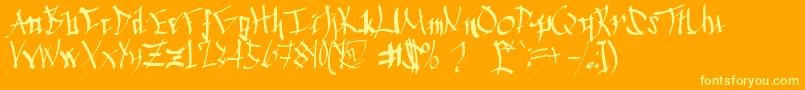 ChineseCalligraphy-fontti – keltaiset fontit oranssilla taustalla