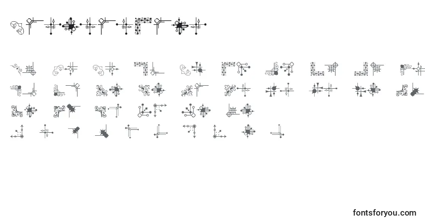 Schriftart CornpopFour (95572) – Alphabet, Zahlen, spezielle Symbole