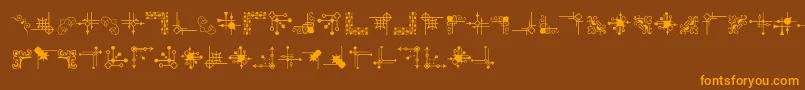 CornpopFour-Schriftart – Orangefarbene Schriften auf braunem Hintergrund