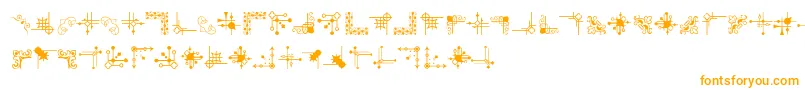 Weitere Informationen zur CornpopFour-Schriftart CornpopFour-Schriftart – Orangefarbene Schriften auf weißem Hintergrund
