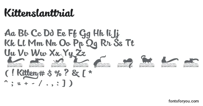 Шрифт Kittenslanttrial – алфавит, цифры, специальные символы