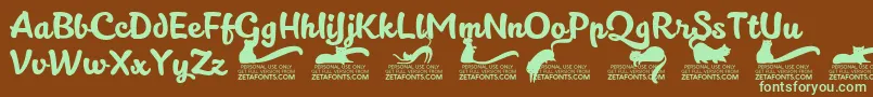 Kittenslanttrial-fontti – vihreät fontit ruskealla taustalla