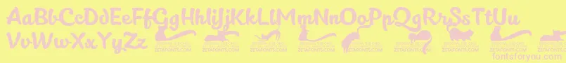 Шрифт Kittenslanttrial – розовые шрифты на жёлтом фоне