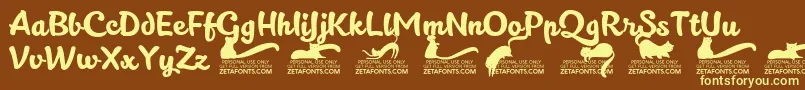 Kittenslanttrial-fontti – keltaiset fontit ruskealla taustalla