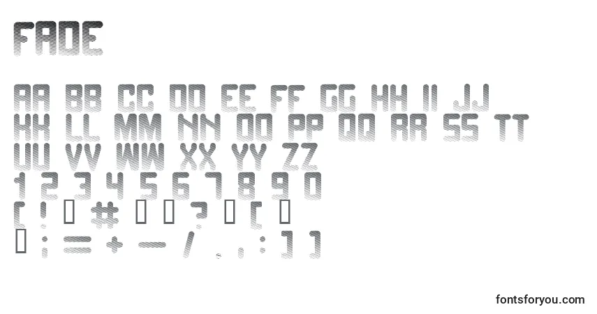 Schriftart Fade – Alphabet, Zahlen, spezielle Symbole