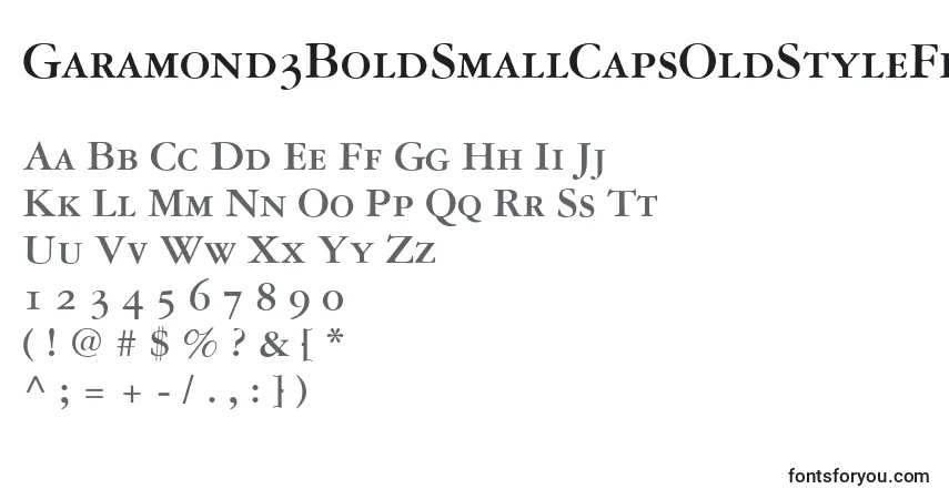 Czcionka Garamond3BoldSmallCapsOldStyleFigures – alfabet, cyfry, specjalne znaki