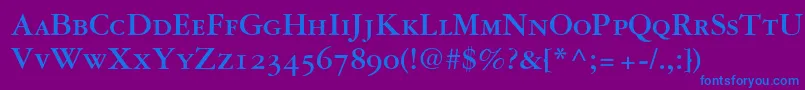 フォントGaramond3BoldSmallCapsOldStyleFigures – 紫色の背景に青い文字