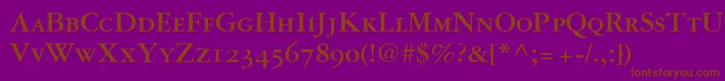 フォントGaramond3BoldSmallCapsOldStyleFigures – 紫色の背景に茶色のフォント