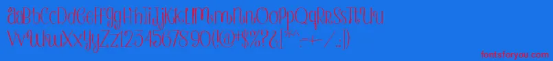 StrawberryWhippedCream-Schriftart – Rote Schriften auf blauem Hintergrund