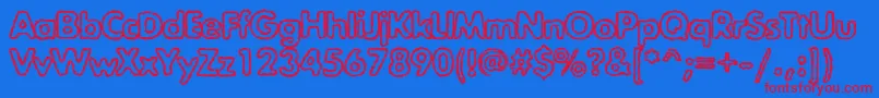 Czcionka Exposureroughoutlinec – czerwone czcionki na niebieskim tle