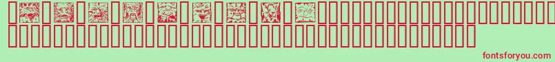 MythagoSquares Font – Red Fonts on Green Background